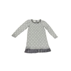Janie And Jack Long Sleeve Gray Polka Dot Sweater Dress Tulle Trim Sz 5